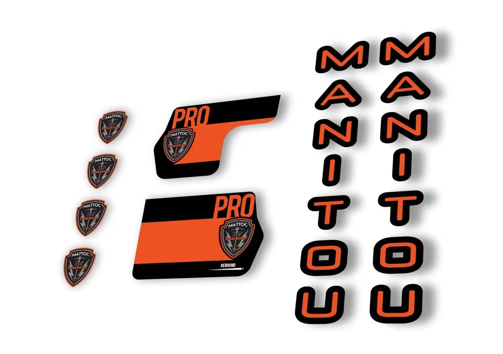Manitou Mattoc Pro 2020 Fork Suspension Decal Kit Sticker Set Orange - 1