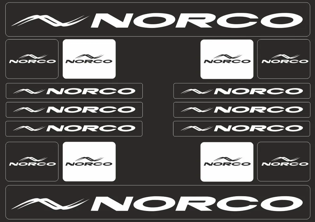 Bicycle Vinyl Stickers – Compatible with NORCO Mountain Bikes – White - 1
