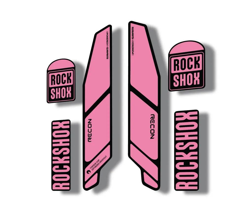 Rock Shox RECON 2014 Mountain Bike Cycling Decal Kit Sticker Adhesive Light Pink - 1