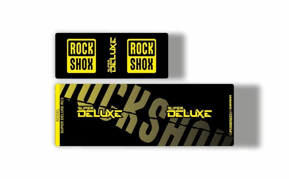 Rock Shox Super Deluxe RC3 Rear Shock MTB Decal Sticker Adhesive Yellow - 1