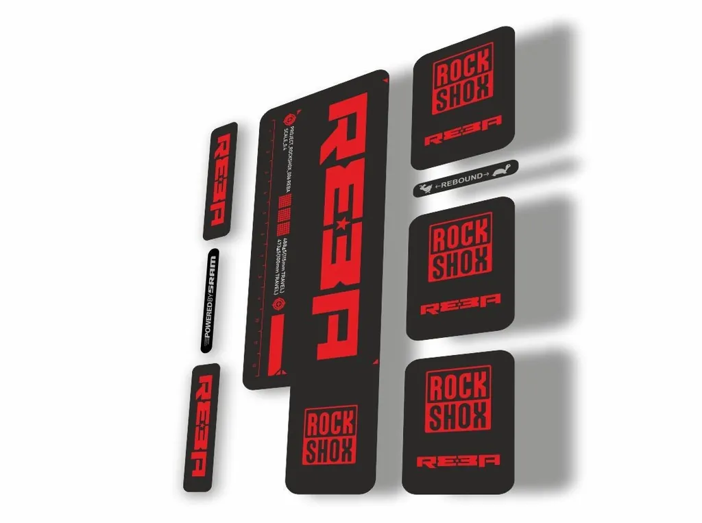 Rock Shox REBA 2009 Fork Decal Kit Mountain Bike Cycling Sticker Adhesive Red - 1