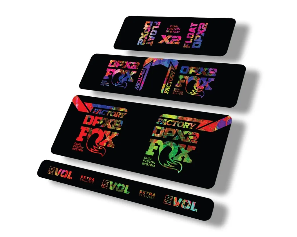 FOX Float DPX2 2021 Rear Shock Suspension Sticker Decal Full Set Oil Slick - 1