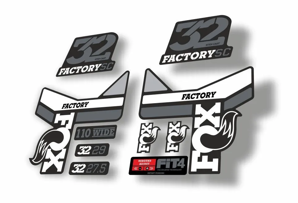 FOX 32 Step Cast SC Fork Suspension Factory Decal Stickers Adhesive Black - 1