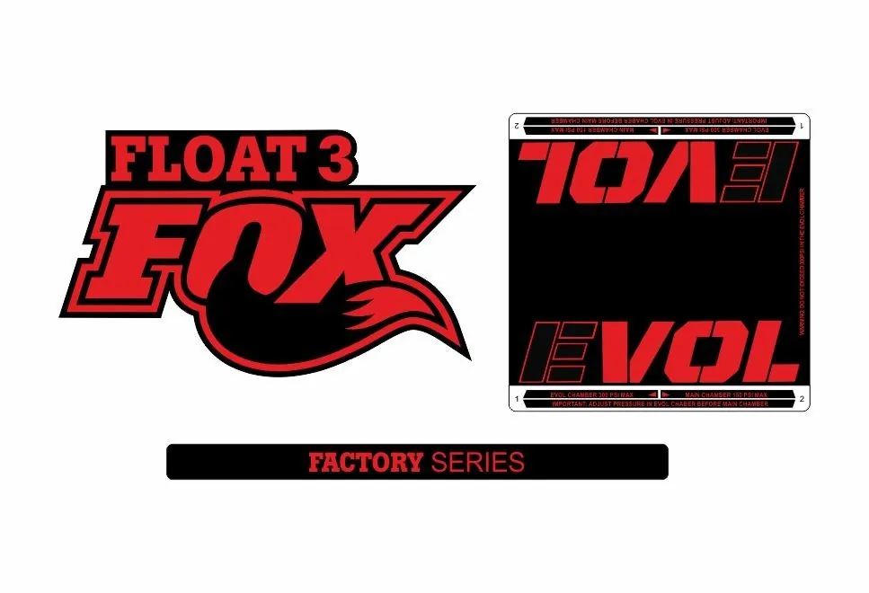 FOX Float 3 EVOL Snow Mobile Rear Shock Sticker Factory Decal Kit Adhesive Red - 1