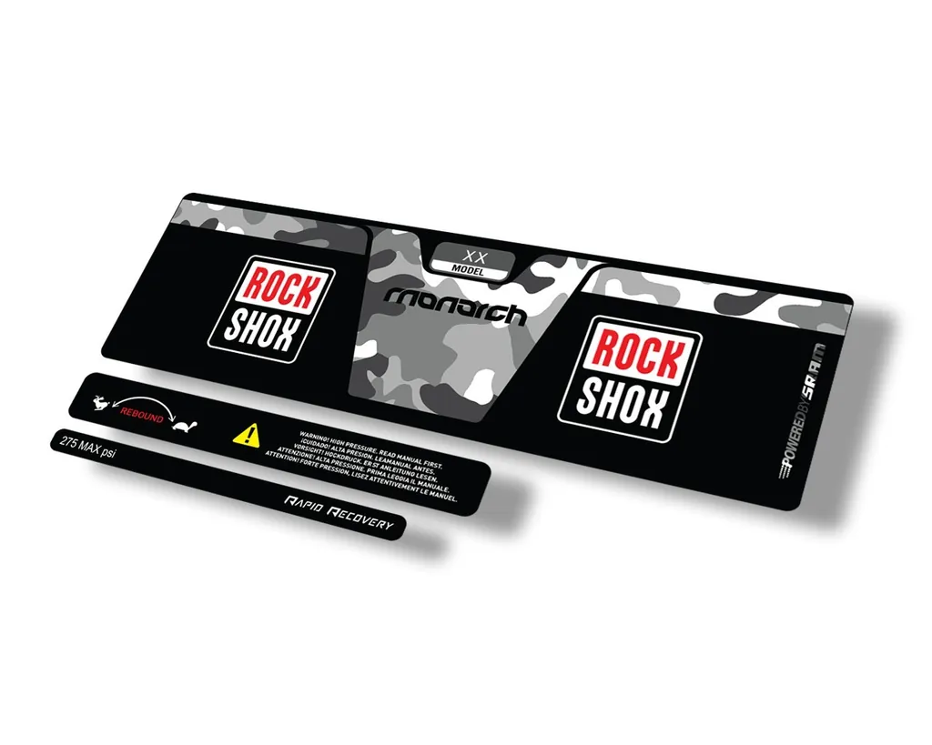 Rock Shox 2014 Monarch XX Rear Shock Decal Sticker Adhesive Set Camo - 1