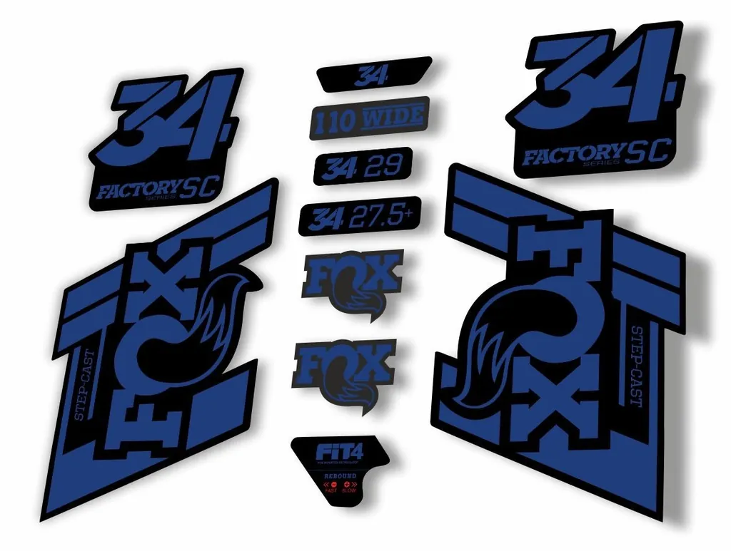FOX 34 Step Cast SC 2019 Fork Suspension Factory Decals Stickers Adhesive D.Blue - 1