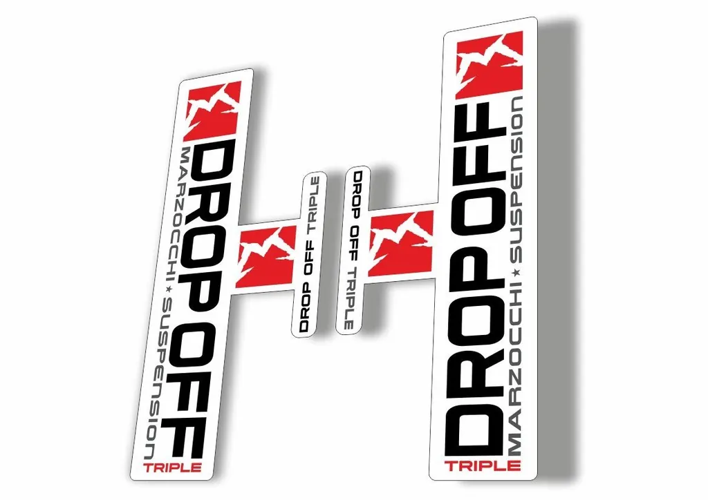 Marzocchi Drop Off Triple 2005 Fork Suspension Sticker Decal Kit Adhesive Black - 1