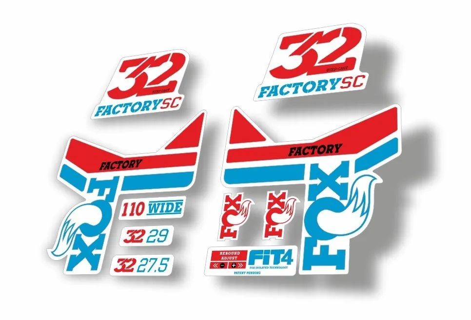 FOX 32 Step Cast SC Fork Suspension Factory Decals Stickers Adhesive Red Blue - 1