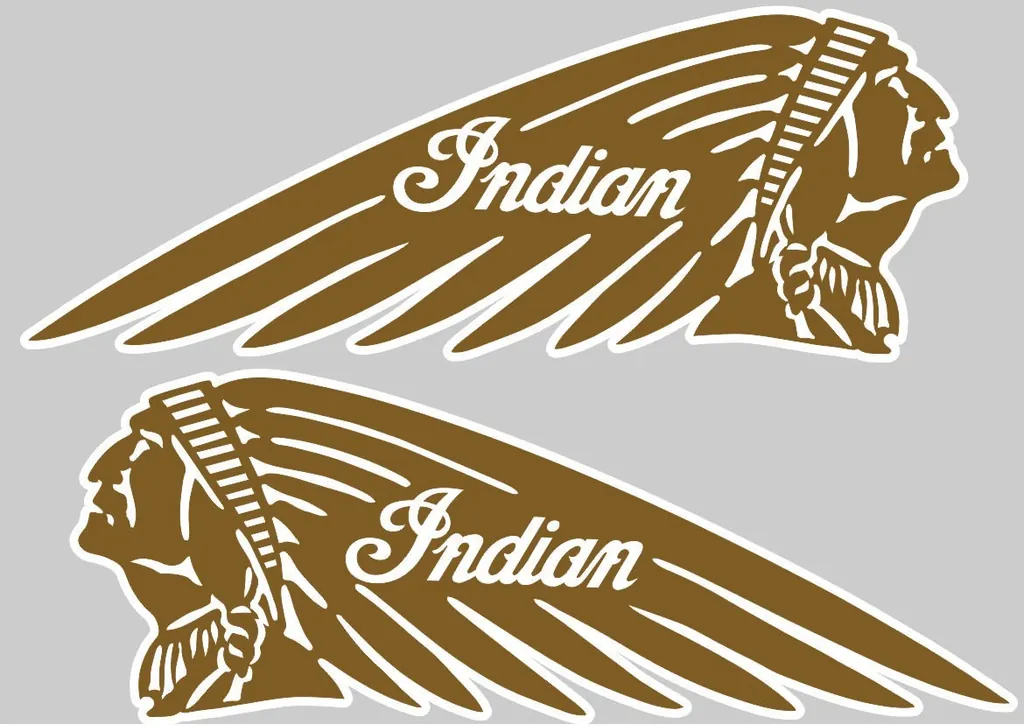 INDIAN WAR BONNET MOTORCYLES Vinyl Decal Adhesive Sticker 11"x4" Gold 2 Pcs - 1