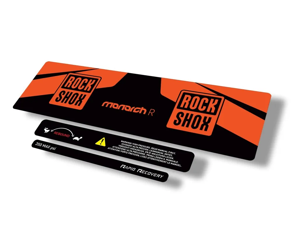 Rock Shox 2016 Monarch R Rear Shock Decal Sticker Adhesive Set Orange - 1