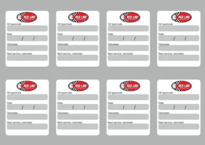8x REDLINE Oil Change Service Reminder Decals Stickers Adhesive Labels Die Cut - 1