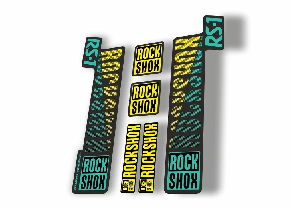 Rock Shox RS1 2018 Fork Decal Mountain Bike Cycling Sticker Yellow Dolphin - 1