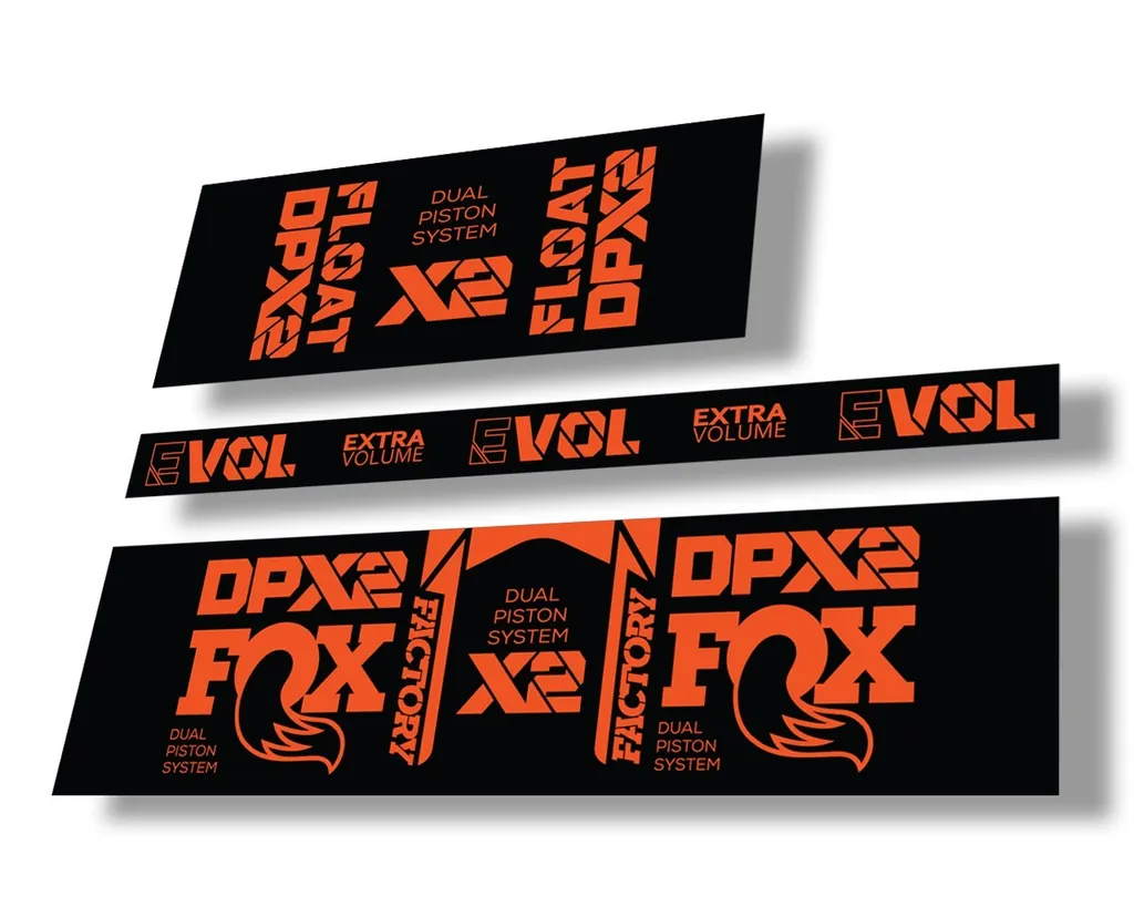 FOX Float DPX2 2021 Factory Rear Shock Suspension Sticker Decal Kit Orange - 1
