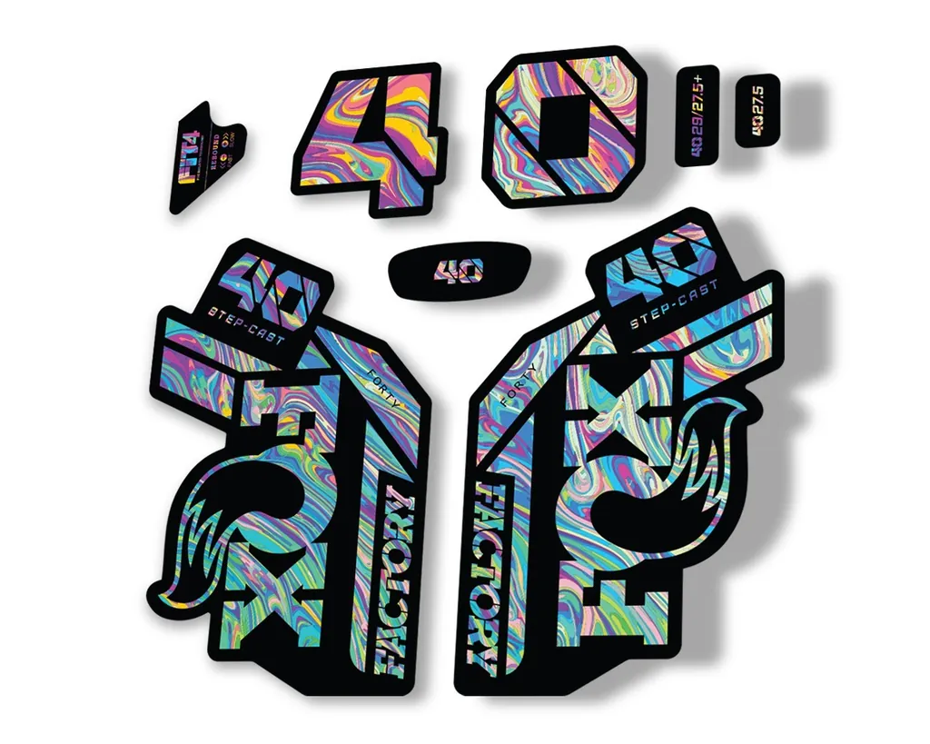 FOX 40 Step Cast SC 2021 Factory Fork Decals Suspension Sticker Oil Slick 1 - 1
