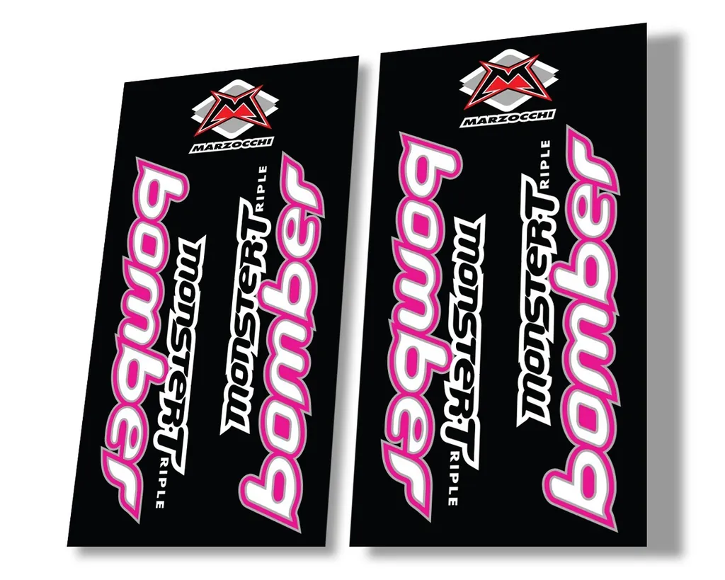 Marzocchi Bomber Monster Triple 1999 Suspension Decal Kit Sticker Set Pink - 1