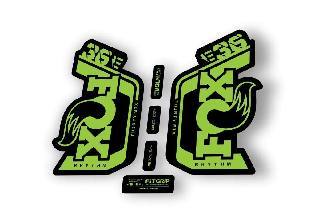 Fox 36 Rhythm E Bike 2024Fork Suspension Factory Decal Sticker Adhesive Green - 1