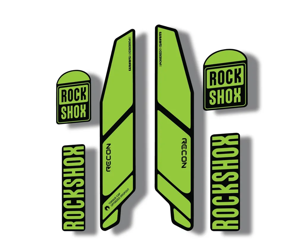 Rock Shox RECON 2014 Mountain Bike Cycling Decal Kit Sticker Adhesive Green - 1