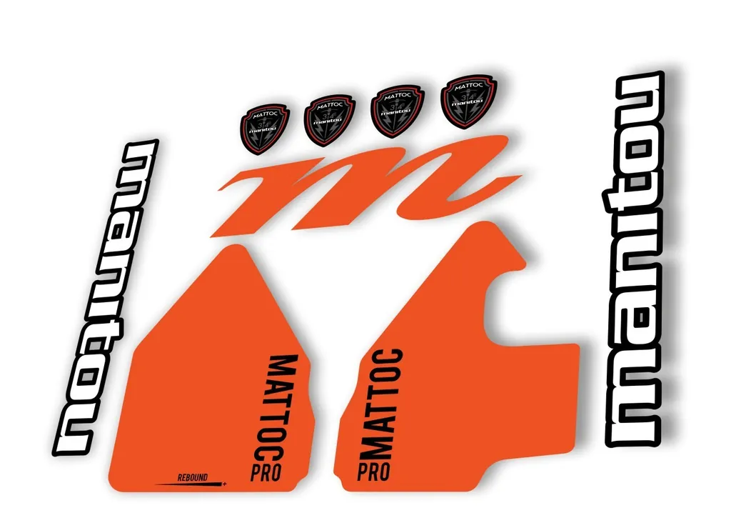 Manitou Mattoc Pro 2017 Fork Suspension Decal Kit Sticker Set Orange - 1