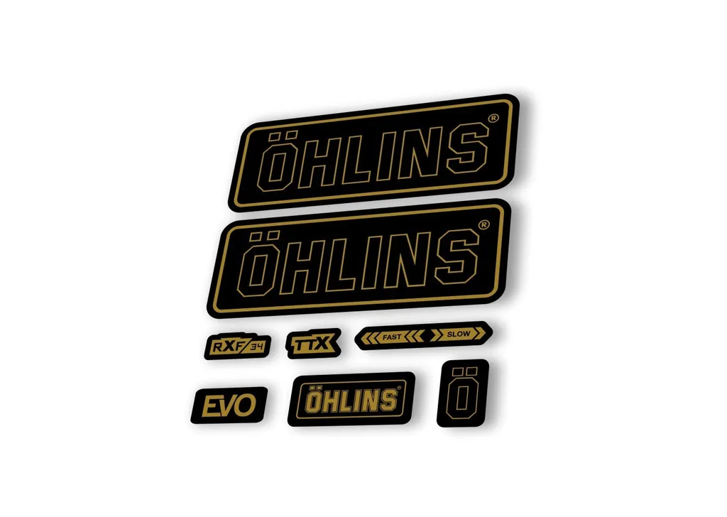 Ohlins RXF34 EVO 2018 Rear Shock Decal Mountain Bike Cycling Sticker Gold - 1