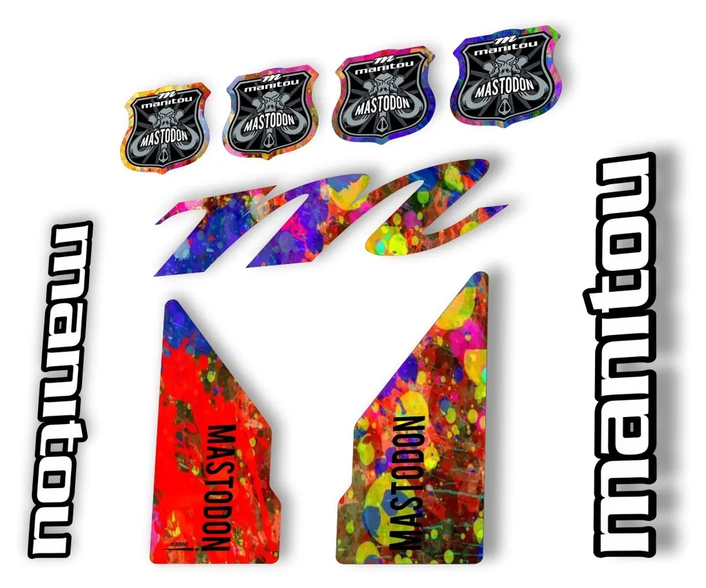Manitou Mastadon 2017 Fork Suspension Decal Kit Sticker Set Oil Slick - 1