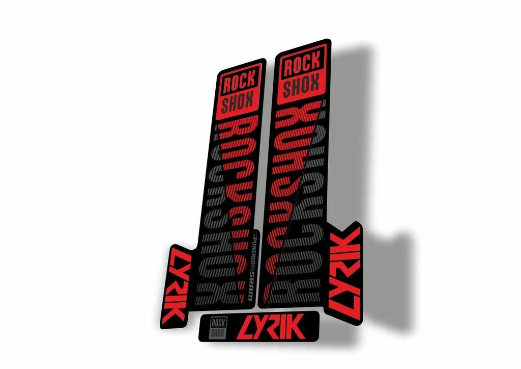 Rock Shox LYRIK 2018 Mountain Bike Cycling Decal Kit Sticker Red Gray - 1