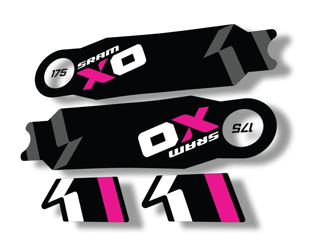 Crank Set Stickers Decals MTB Sram X01 2014 Bicycle Adhesive 2Pcs Pink - 1