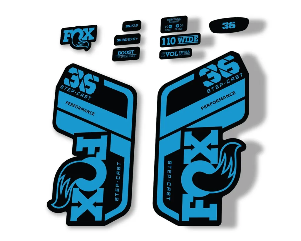 FOX 36 Step Cast SC 2021 Performance Fork Decals Suspension Sticker Blue - 1