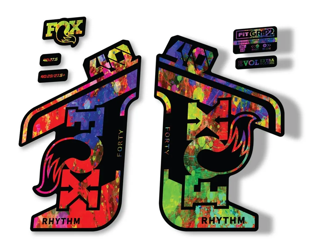 FOX 40 Rhythm 2021 Fork Decals Suspension Sticker Adhesive Oil Slick - 1