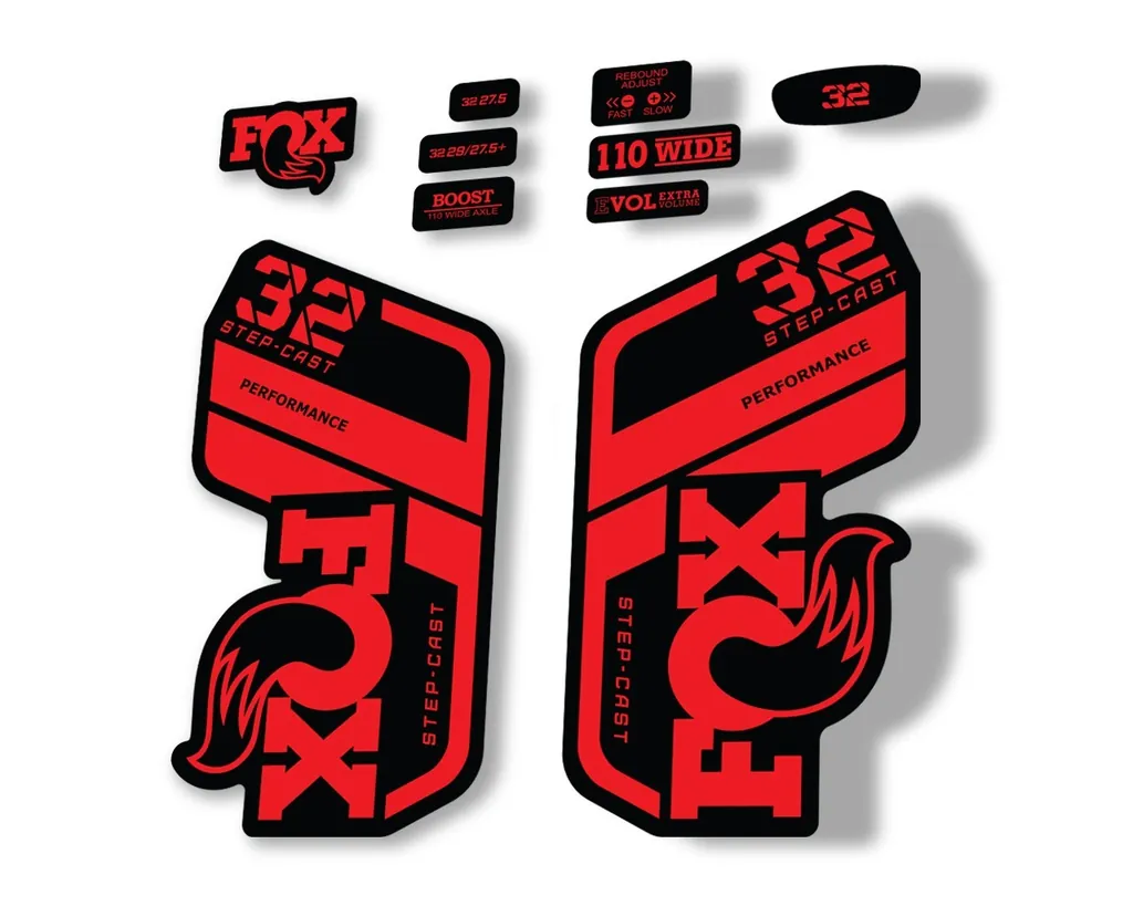 FOX 32 Step Cast Perf. 2021 Factory Fork Decals Suspension Sticker Red - 1