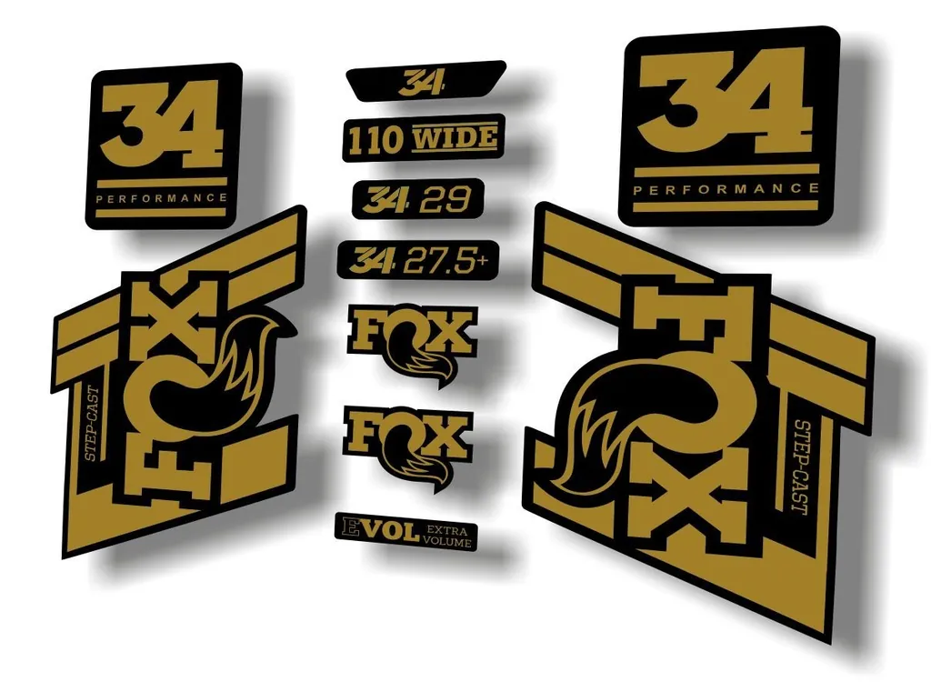 FOX 34 Step Cast SC 2020 Fork Suspension Factory Decal Sticker Set Gold - 1
