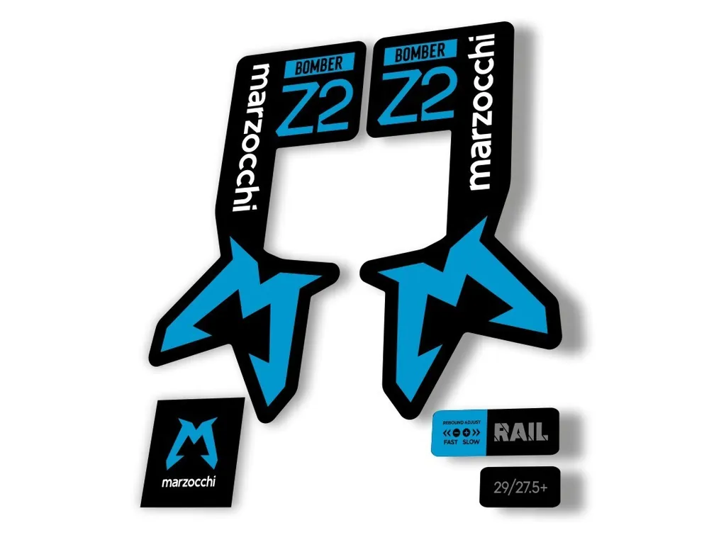 Marzocchi Bomber Z2 2025 Fork Suspension Sticker Decal Kit Adhesive Blue - 1