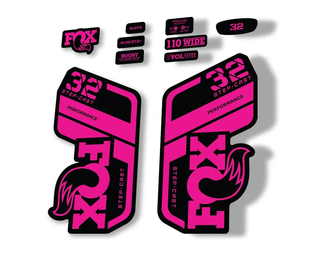 FOX 32 Step Cast Perf. 2021 Factory Fork Decals Suspension Sticker Pink - 1
