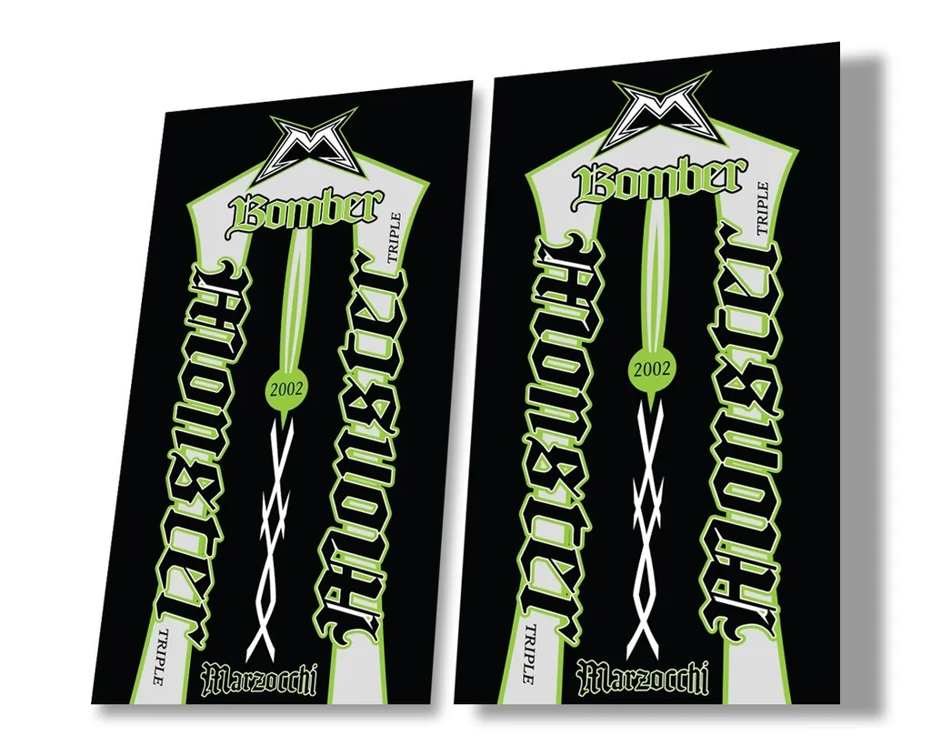 Marzocchi Bomber Monster 2002 Suspension Decal Kit Sticker Adhesive Green - 1