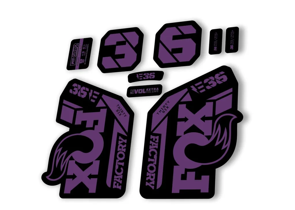 FOX 36 E-Bike Fork Decal Sticker Set 2021 Factory MTB Suspension Graphics Purple - 1