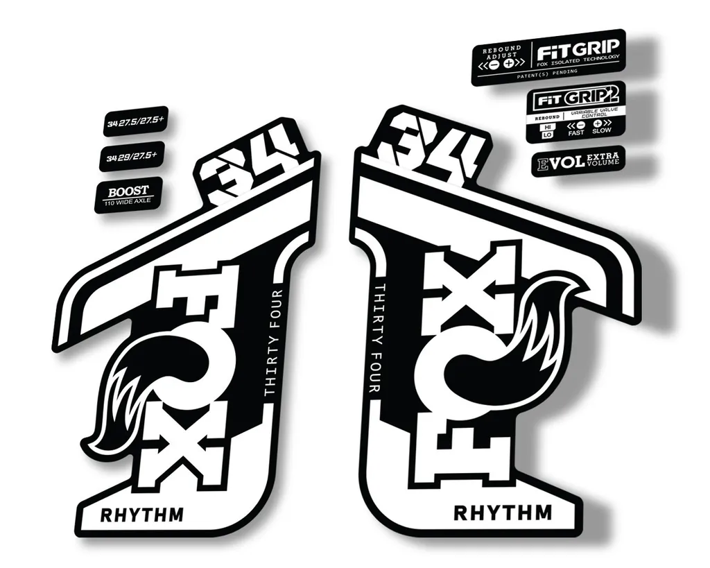 FOX 34 RHYTHM 2021 Fork Suspension Factory Sticker MTB Decal Adhesive White - 1
