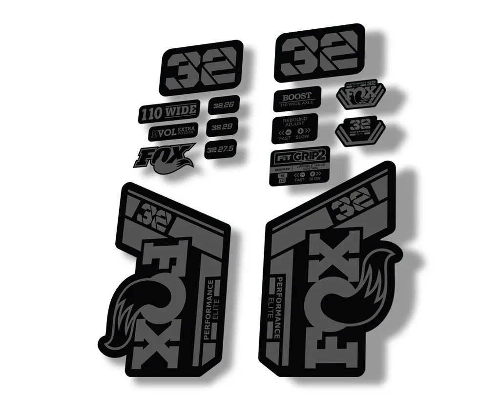 FOX 32 Performance Elite 2021 Factory Fork Decals Suspension Sticker Gray - 1