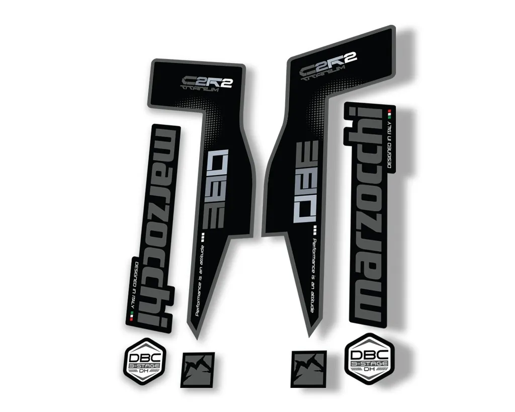 Marzocchi 380 C2R2 Titanium Suspension Graphic Decal Kit Sticker Set Gray - 1