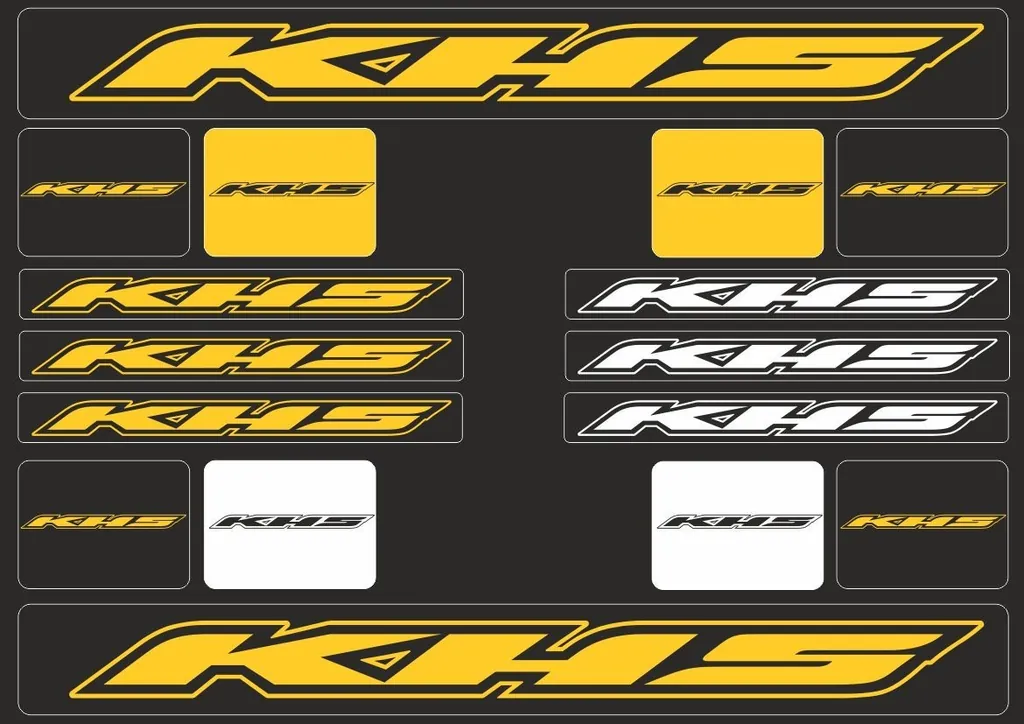 Bicycle Vinyl Frame Stickers – Compatible with KHS Mountain Bikes – Yellow - 1