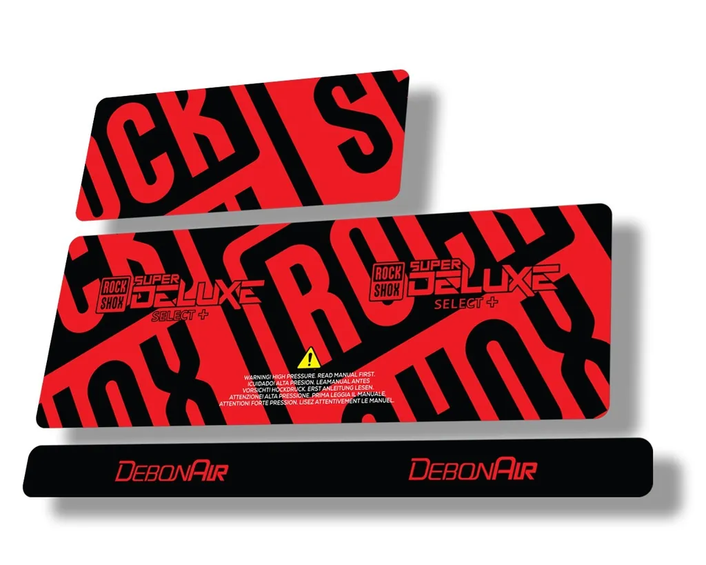 Rock Shox Super Deluxe Select Plus 2020 Rear Shock Decal Sticker Set Red - 1
