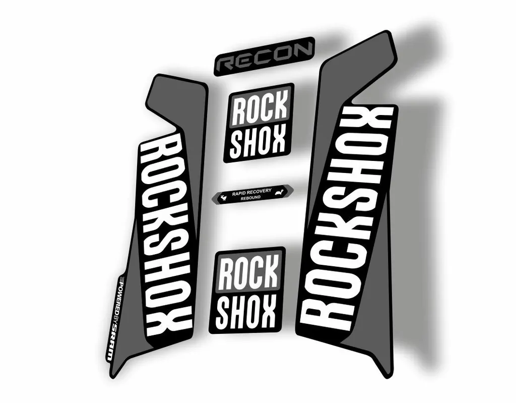 Rock Shox RECON 2016-17 Mountain Bike Cycling Decal Kit Sticker Adhesive Gray - 1