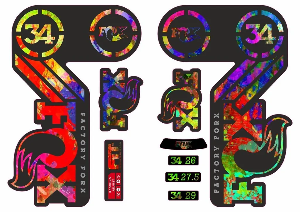 FOX 34 Heritage 2015 Fork Suspension Factory Decal Sticker Adhesive Oil Slick - 1
