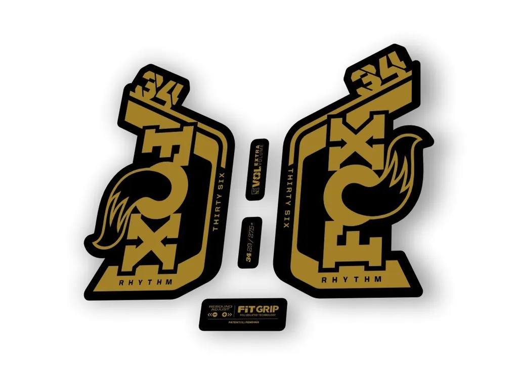 Fox 34 Rhythm 2024 Fork Suspension Factory Decal Sticker Adhesive Gold - 1