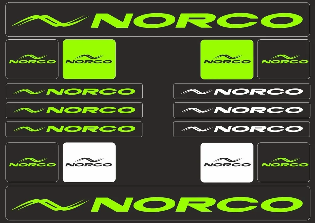 Bicycle Vinyl Stickers – Compatible with NORCO Mountain Bikes – Green - 1