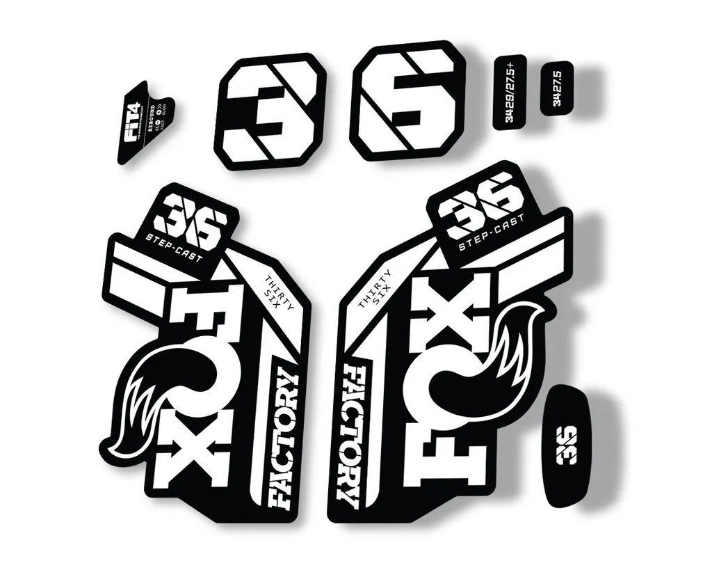FOX 36 Step Cast SC 2021 Factory Fork Decals Suspension Sticker Adhesive White - 1