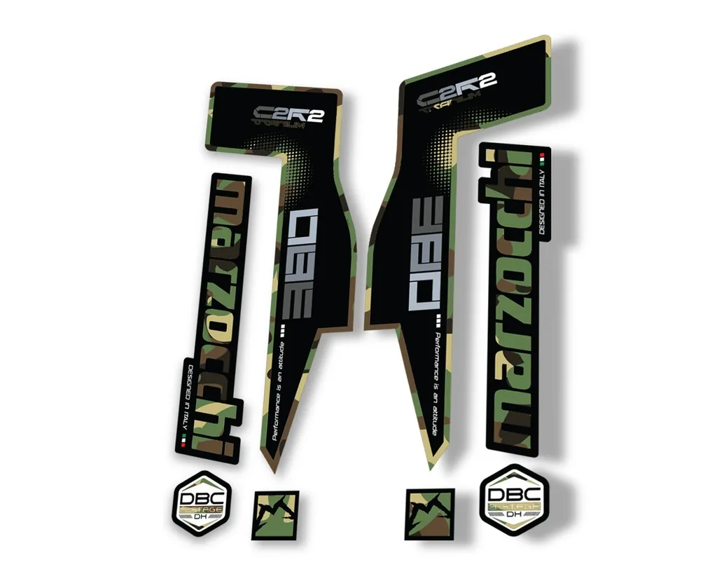 Marzocchi 380 C2R2 Titanium Suspension Graphic Decal Kit Sticker Set Camo - 1