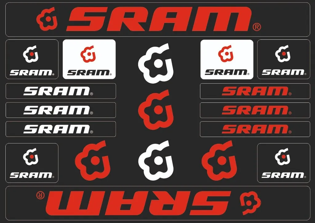 Bicycle Vinyl Stickers – Compatible with SRAM Bikes – Red - 1