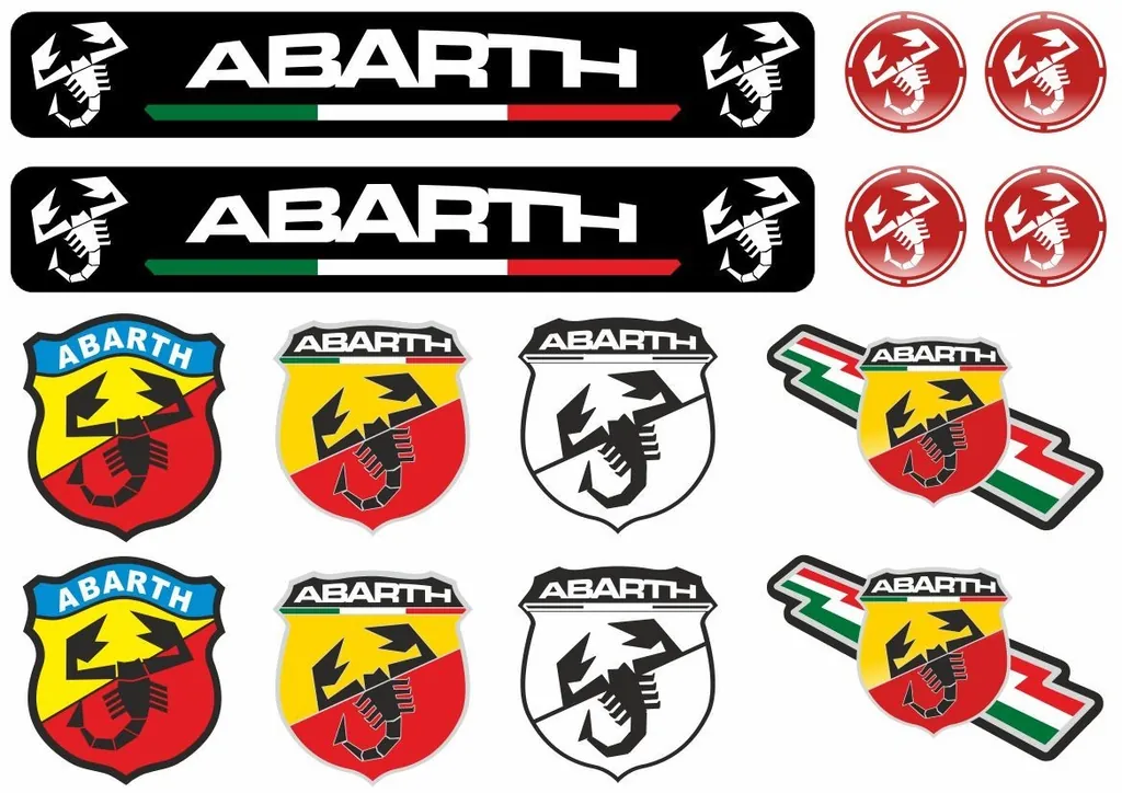 ABARTH Decal Set Quality Sticker Vinyl Graphic Logo Adhesive Kit 14 Pcs - 1