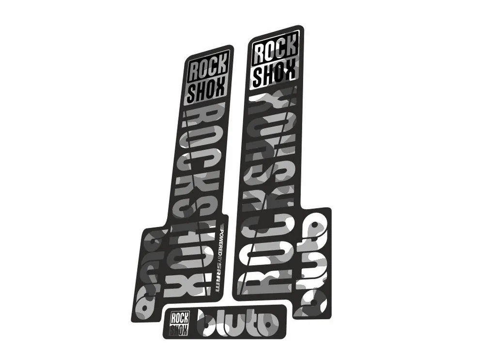Rock Shox BLUTO 2018 Mountain Bike Cycling Decal Kit Sticker White Camo - 1