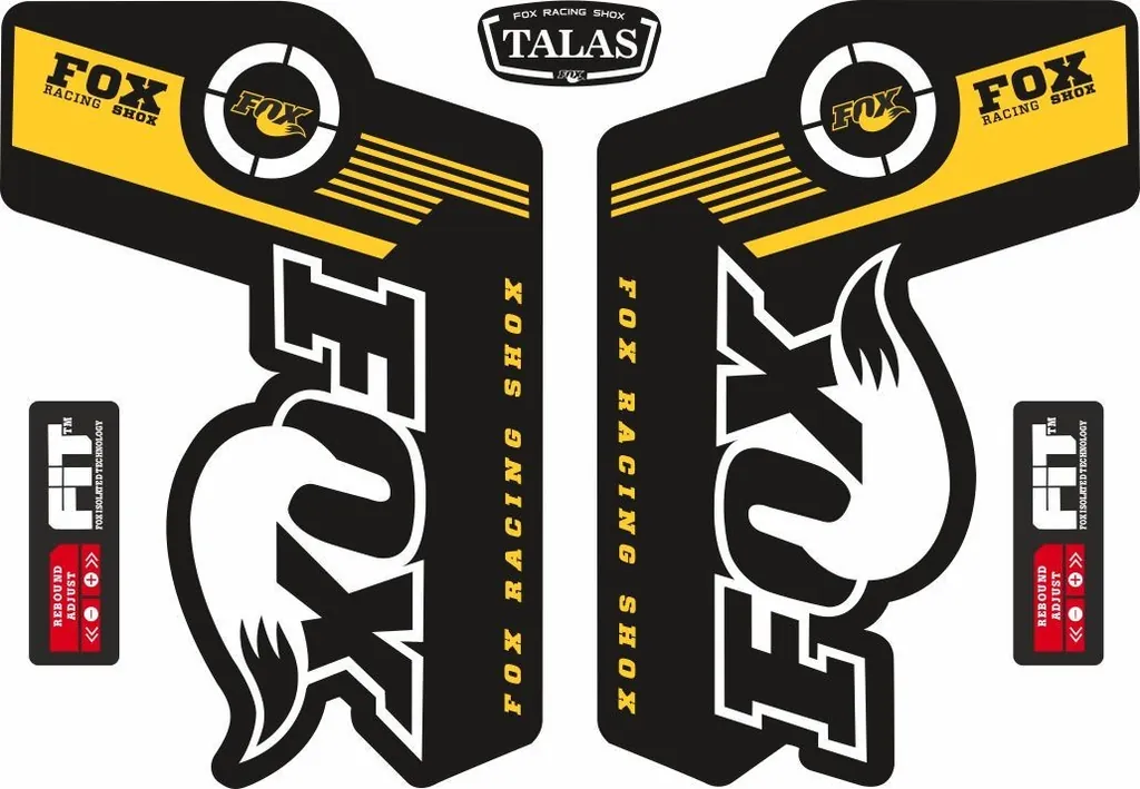 FOX TALAS Forks / Suspension Factory Style Decal Kit Sticker Adhesive Set Yellow - 1