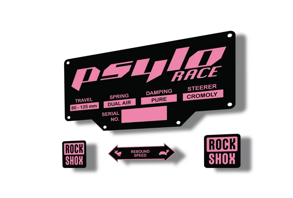 Rock Shox PSYLO 2002 Mountain Bike Cycling Decal Kit Sticker Adhesive Light Pink - 1